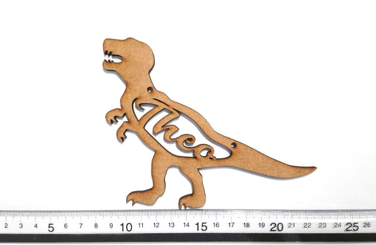 Dinosaur shape 4 Personalised - MDF Plaque Hanger - 4mm Thick -10cm/15cm