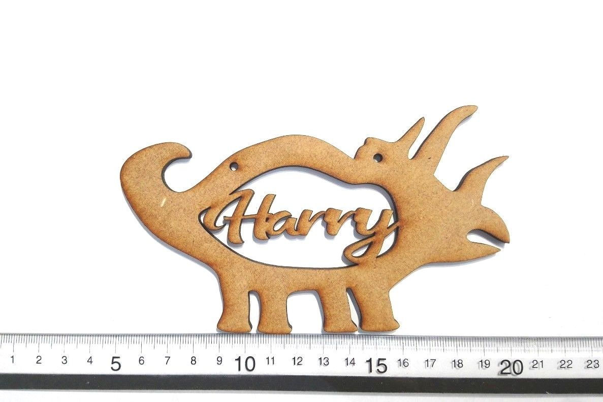 Dinosaur shape 3 Personalised - MDF Plaque Hanger - 4mm Thick -10cm/15cm