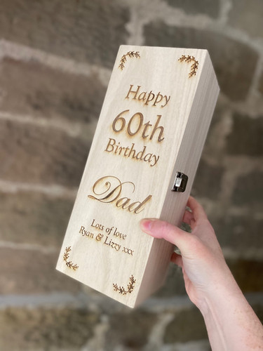 Personalised Wooden Wine Box Gift - Engraved For Birthday, Anniversary, Wedding, Father's Day