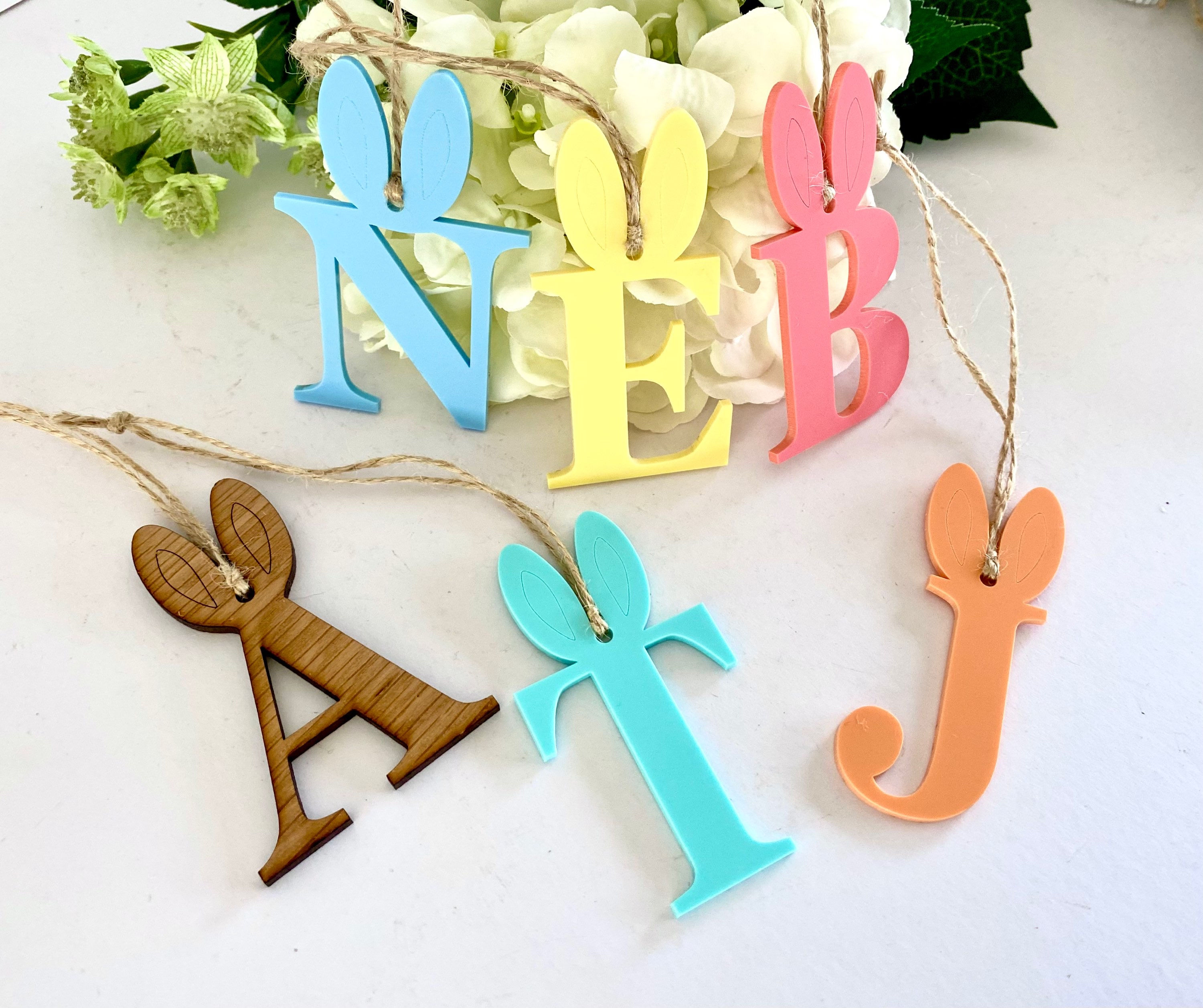 Bunny Ear Initials Decoration - Pastel Colour Bunny Letter -Easter Bunny Initial