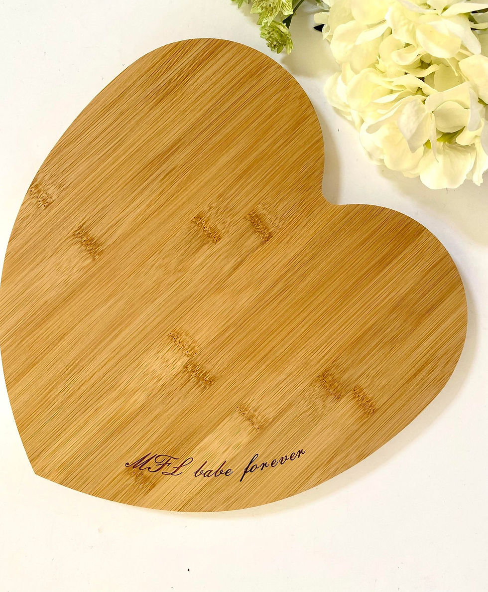 Thumbnail: Heart Chopping board - personalised with wording of your choice