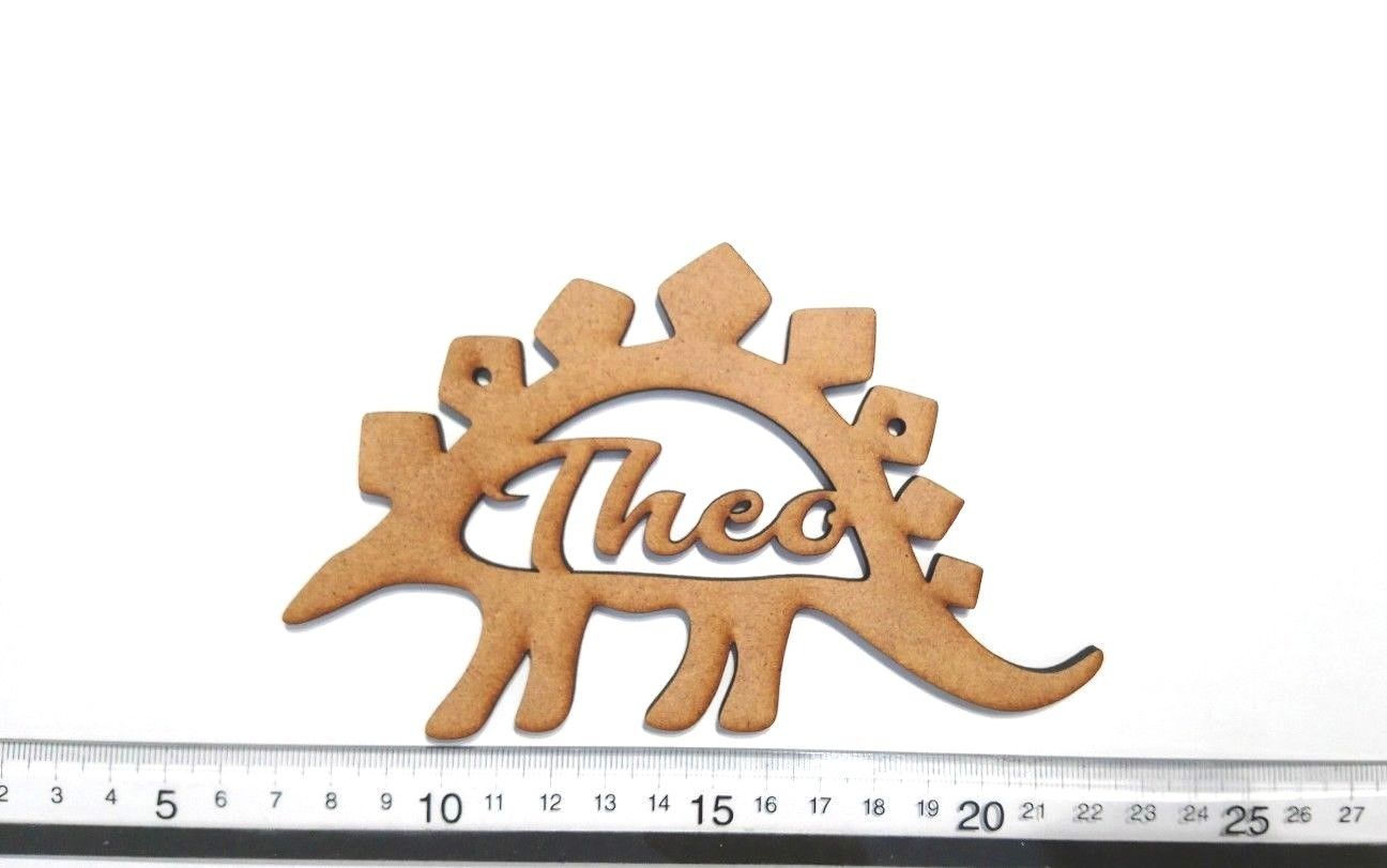 Dinosaur shape 2 Personalised - MDF Plaque Hanger - 4mm Thick -10cm/15cm/2