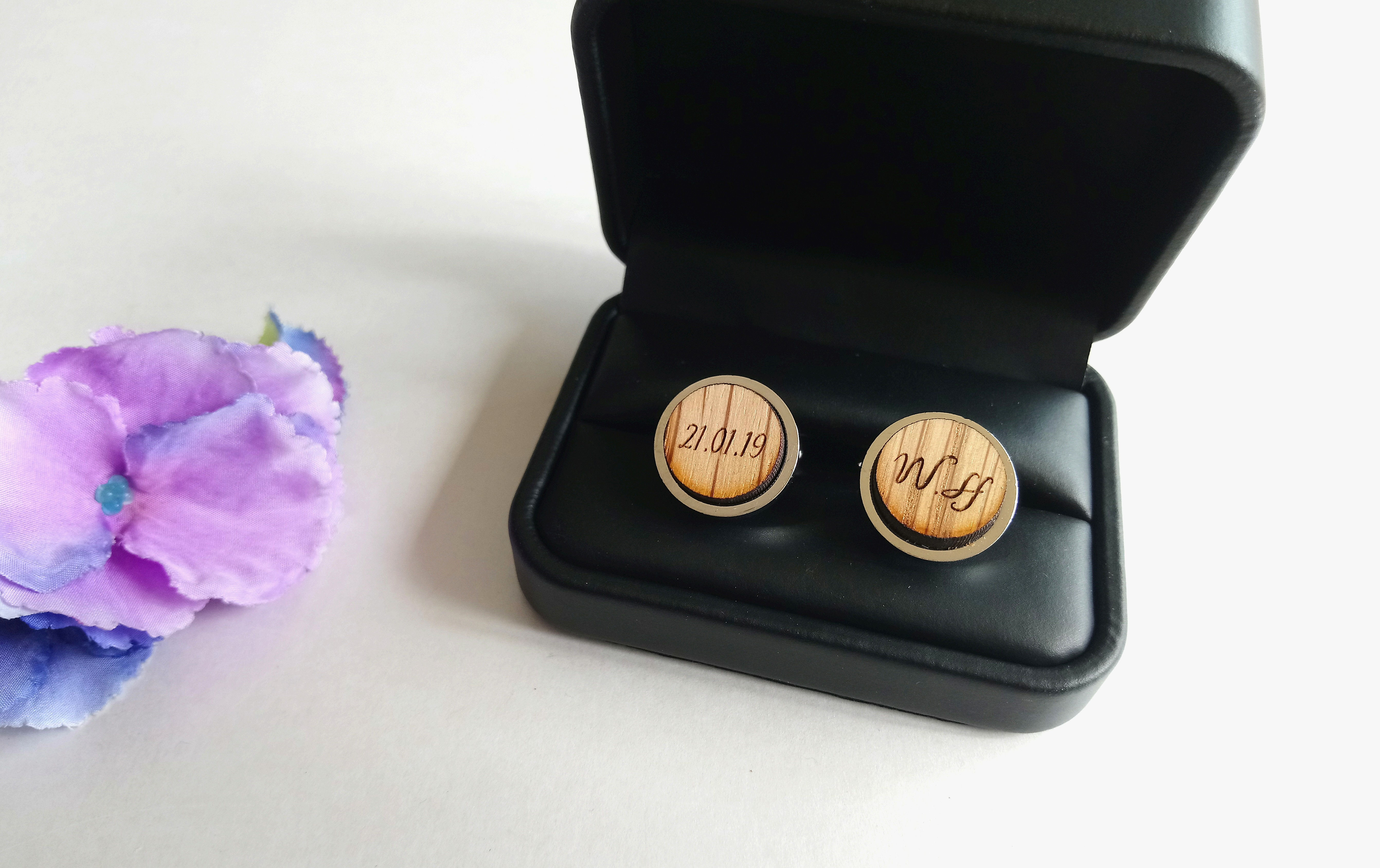 GROOMSMAN GIFT - Wedding Cufflinks - Personalised Oak Wedding gift for Groomsmen