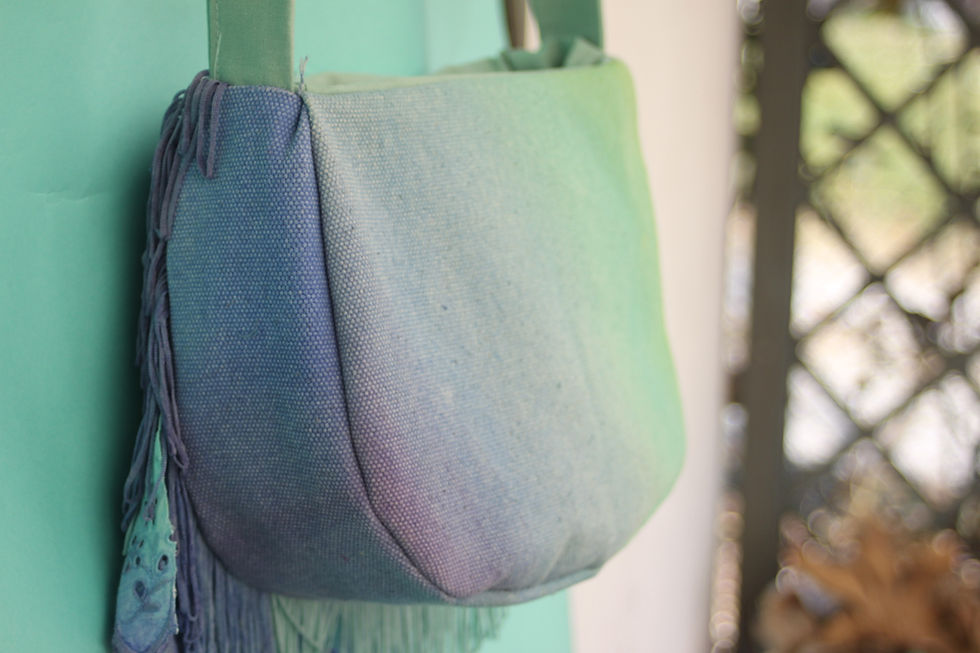 Miniatura: Türkise Boho-Handtasche "Favignana" Rückseite