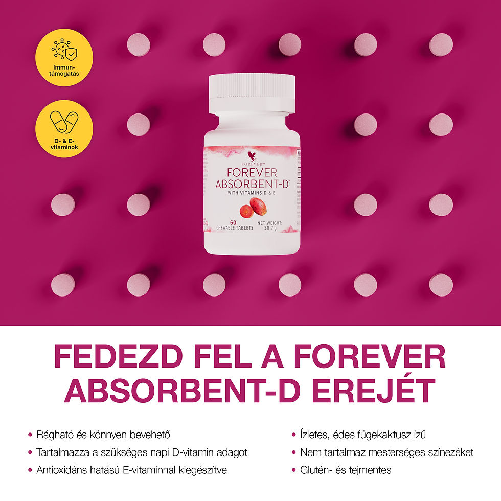Infografika a Forever D-vitamin táplálékkiegészítőjéről