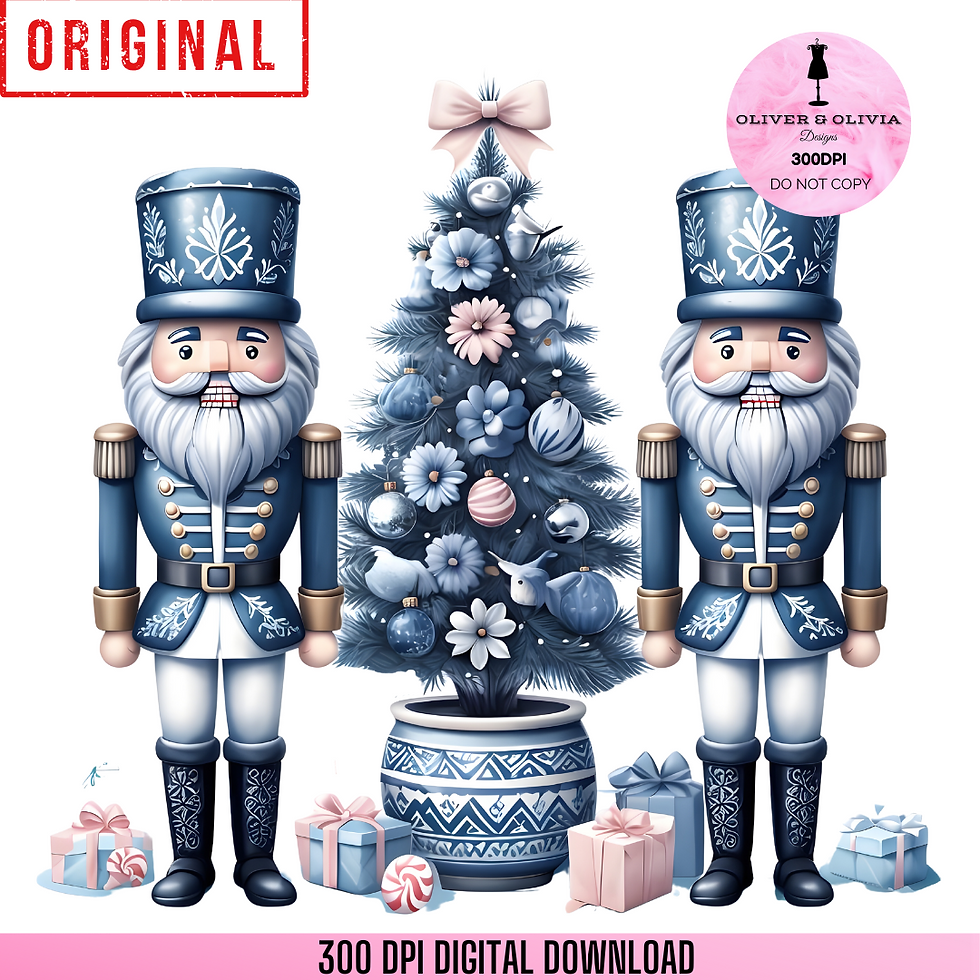 Winter Charm: Blue Nutcracker Christmas PNG