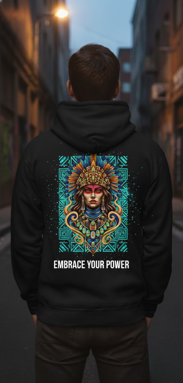 **Aztec Warrior Hoodie** | **Embrace Your Power** **Tribal Graphic** Pullover |