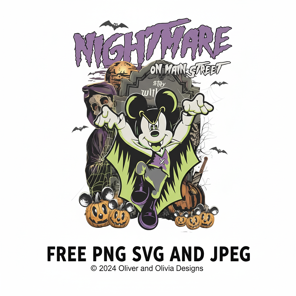 FREE Nightmare on Main Street SVG PNG JPEG | Retro Halloween Cartoon Mouse Digit