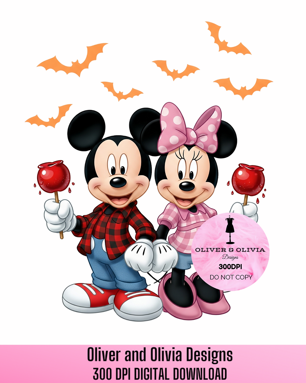 Halloween Mickey & Minnie Digital Download – Cute Couple with Candied Apples & B