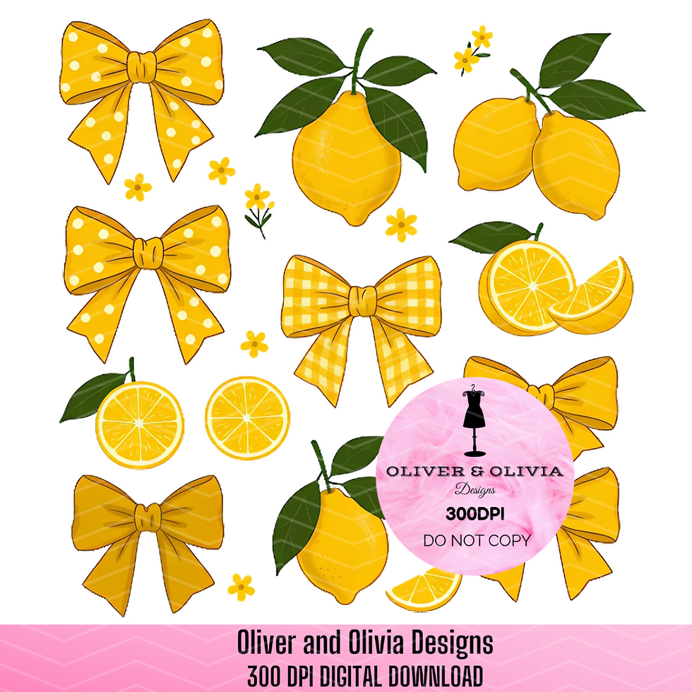 Lemon Bow Digital Design PNG | Summer Citrus PNG | Patriotic Military Father SVG