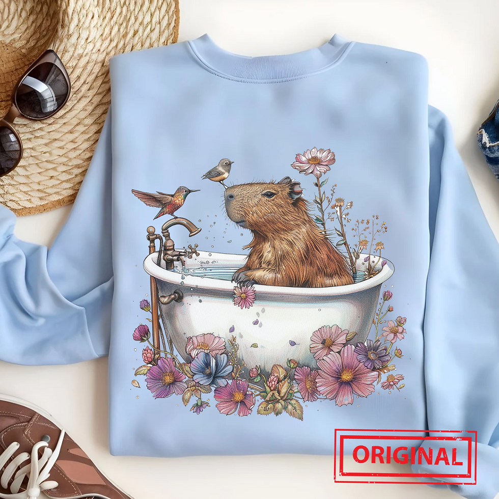 Capybara floral pink & purple spring animal sweatshirt/ tshirt / hoodie