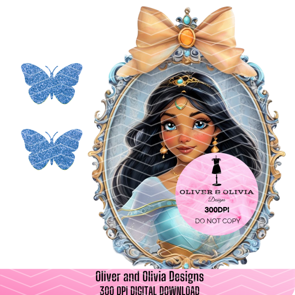 Jasmine all grown up whimsical blue butterfly Digital download