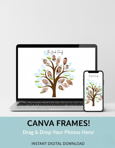 Custom Family Tree Canva Frame Template | Editable Photo Collage Gift ...