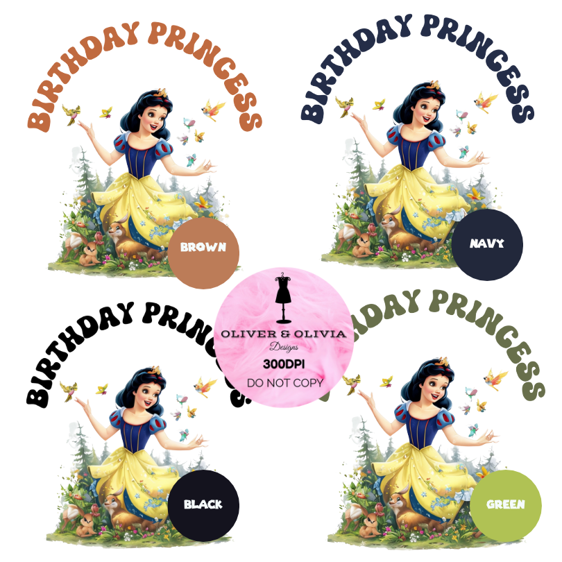 Birthday Princess Snow White Digital Art | Cute Fairytale PNG