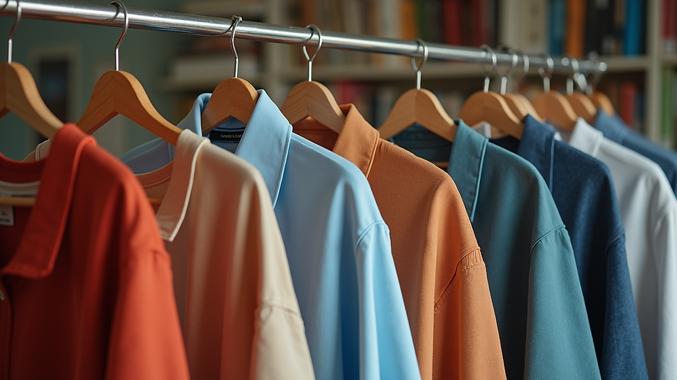 Close-up view of trendy oversized clothing on display