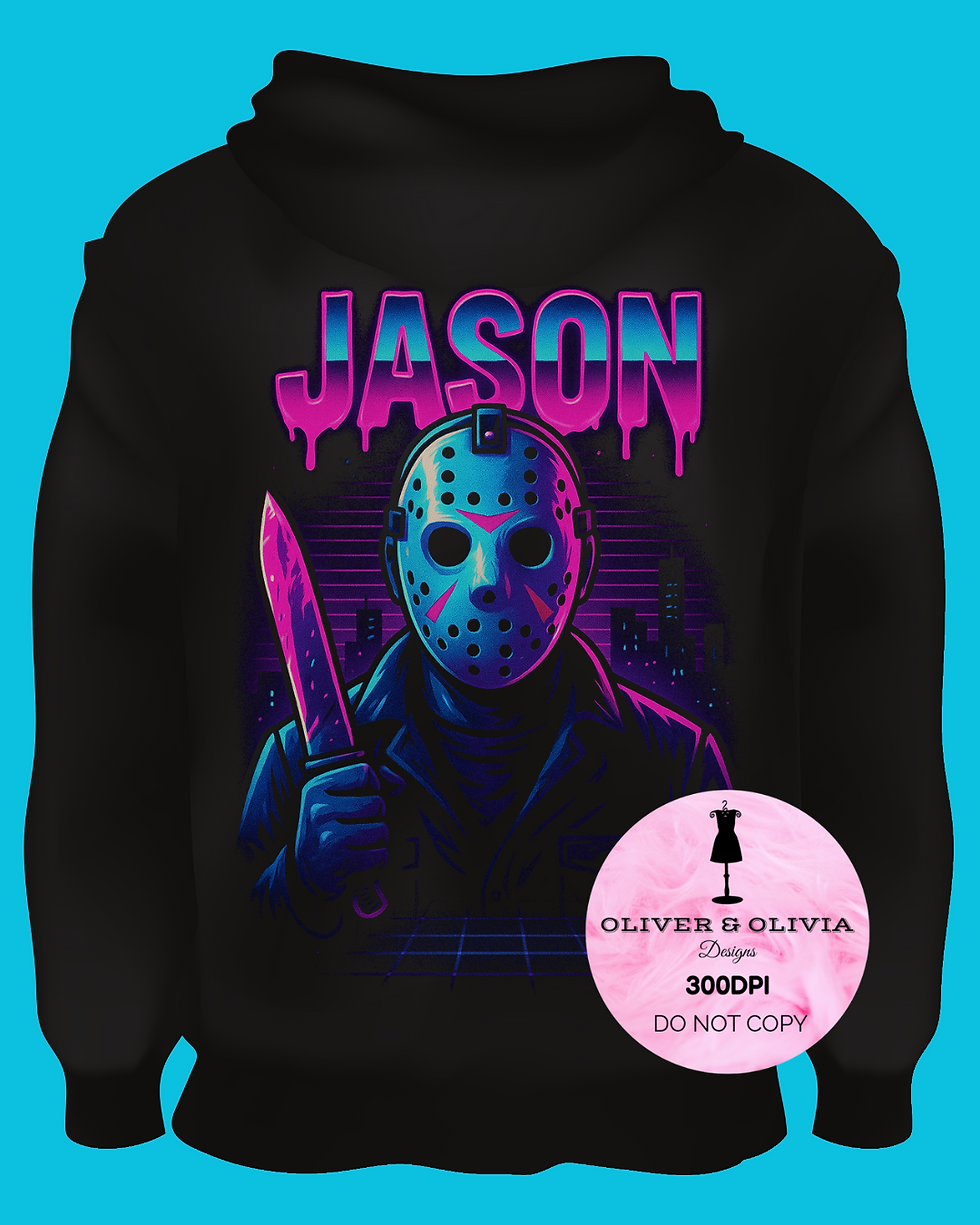 Level up your horror wardrobe with our Synthwave Horror Icons hoodie! Featuring