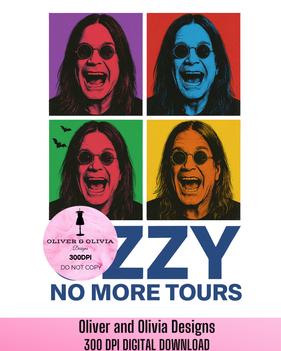 Ozzy No More Tours SVG PNG – Pop Art Rock Legend T-Shirt Design, Colorful Concer