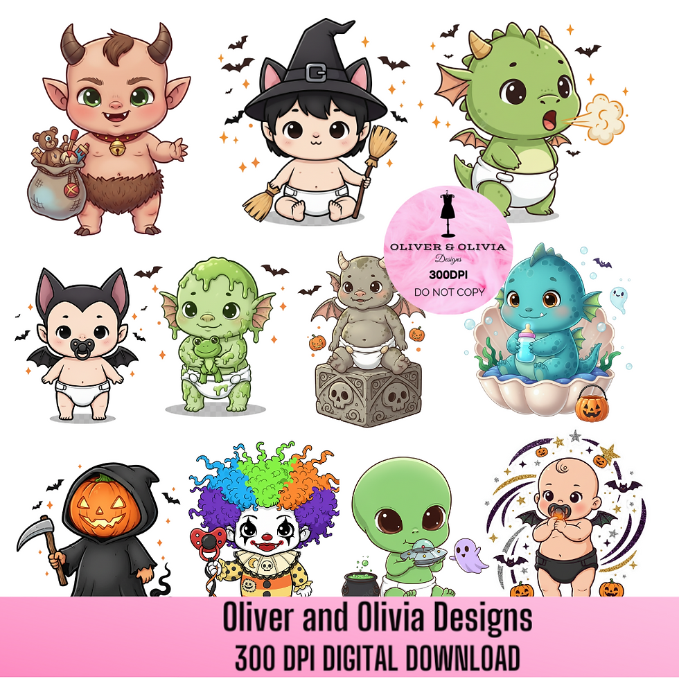 Baby Halloween & Christmas PNG Bundle | Cute Holiday Baby Digital Designs”