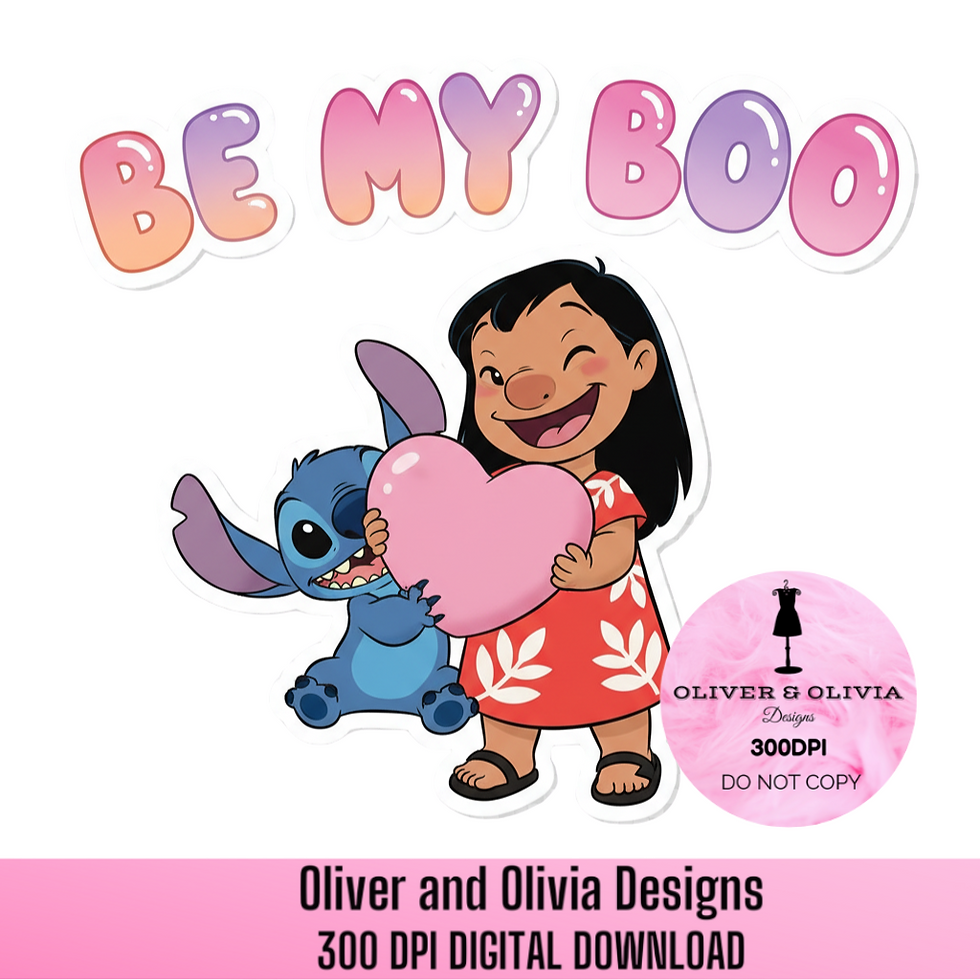 Be My Boo Valentine PNG | Cute Lilo & Stitch Digital Design”