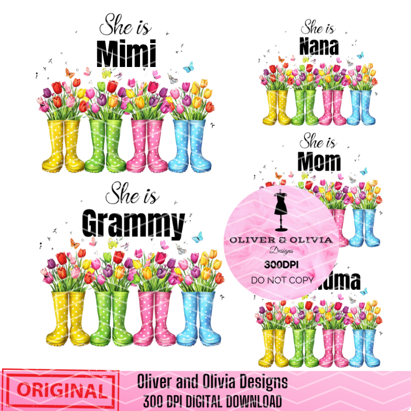 “She is Booth & Flowers | Custom Grammy, Grandma, Mom Digital Download PNG”