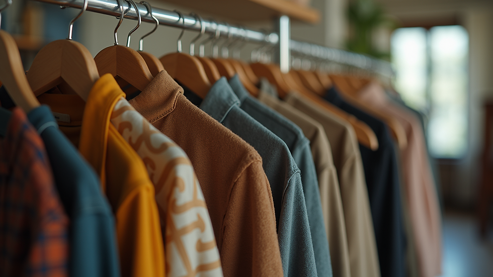 Close-up view of a rack filled with vintage clothing items