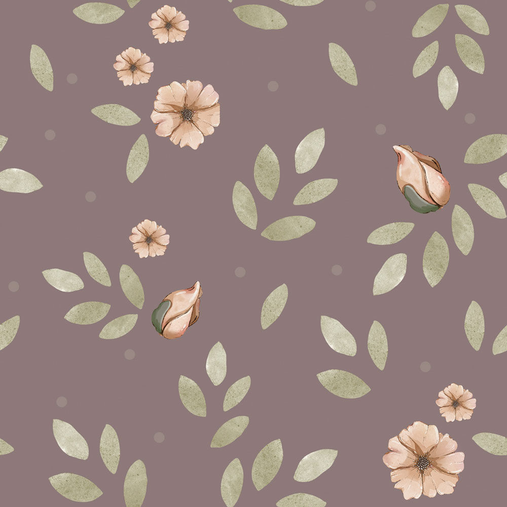 Little boho flowers violet Wallpaper