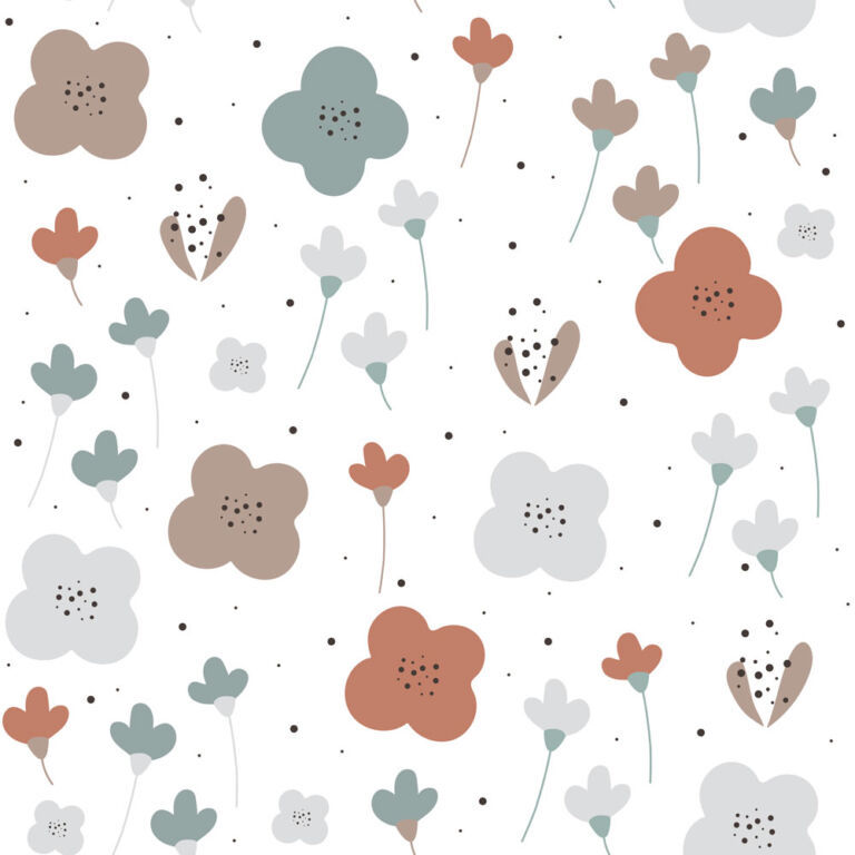 SIMPLE oldchood graphic flower pattern white Wallpaper
