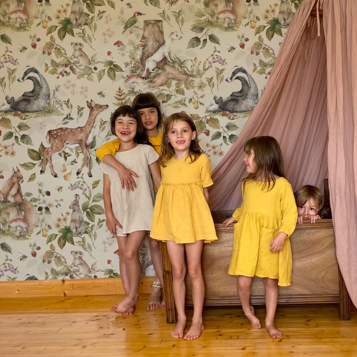 Cute forrest animals Light wallpaper