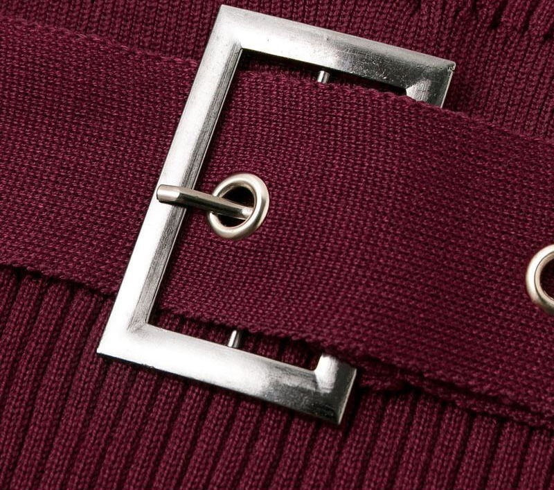 الصورة المصغرة: Buttoned Belted Knit Dress