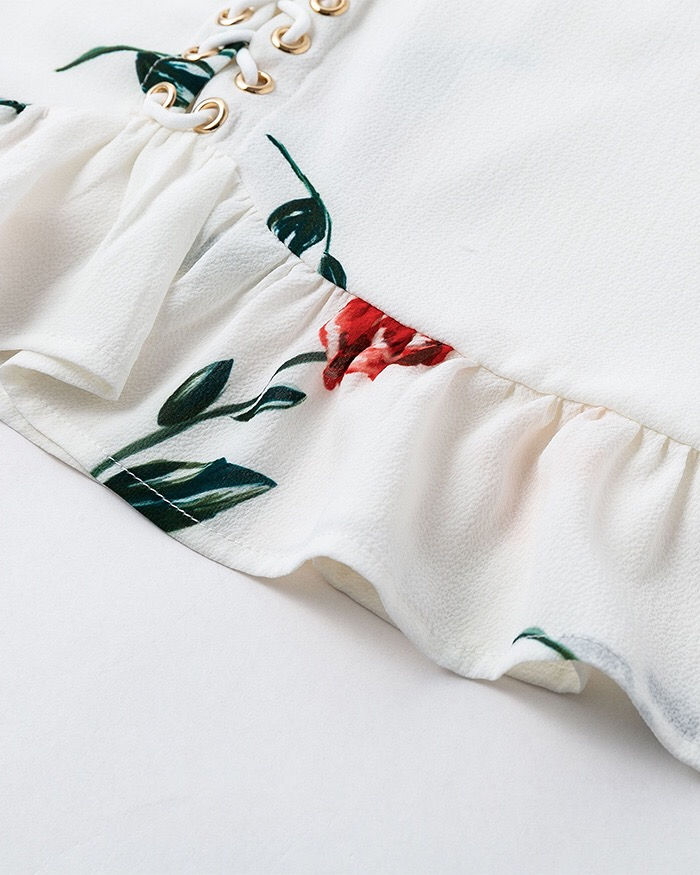 الصورة المصغرة: Off Shoulder Flower LaceUp Dress