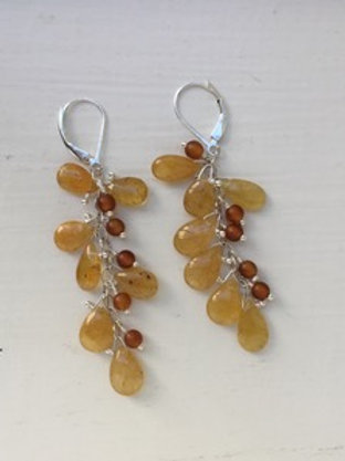 Honey Kyanite and Horn Cluster Earrings