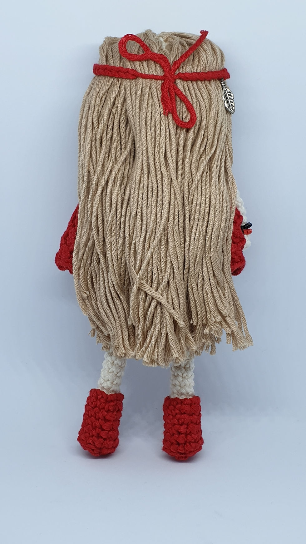 Thumbnail: Hippie Doll with Embroidered Eyes in Red Dress