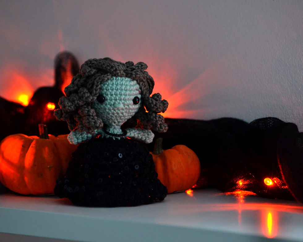 Thumbnail: Handmade Amigurumi Witch - Elegant Little Doll - Halloween Home Decoration