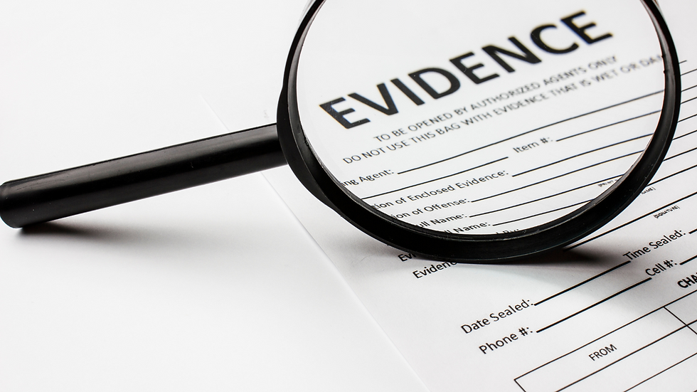 a photo that says evidence