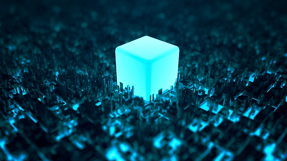 a glowing box demonstrating AI technology