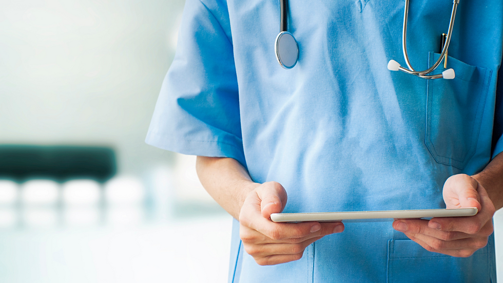 a medical doctor reading medical news