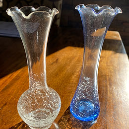 "Cracked" Glass Vase Pair