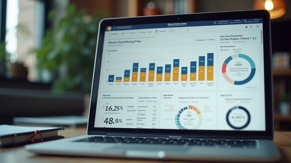Eye-level view of a laptop screen showing social media analytics