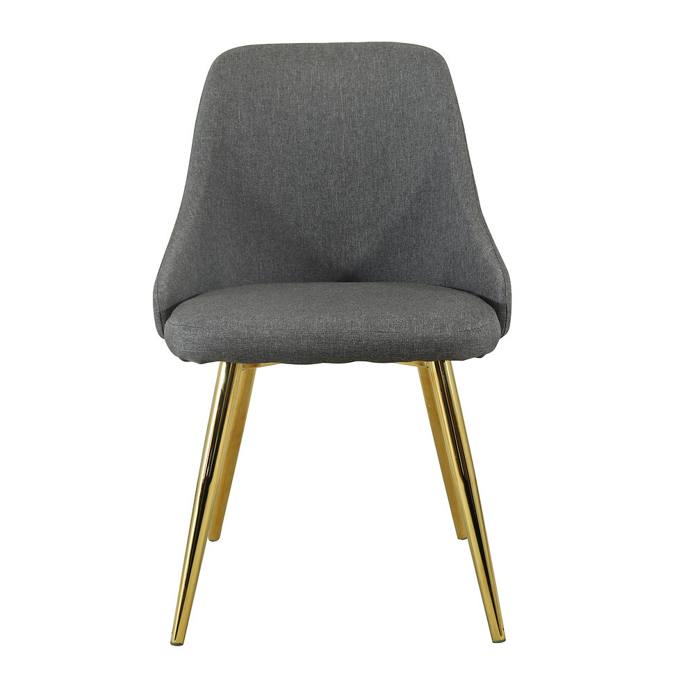 Scaun de dining cu tapițerie gri și picioare aurii