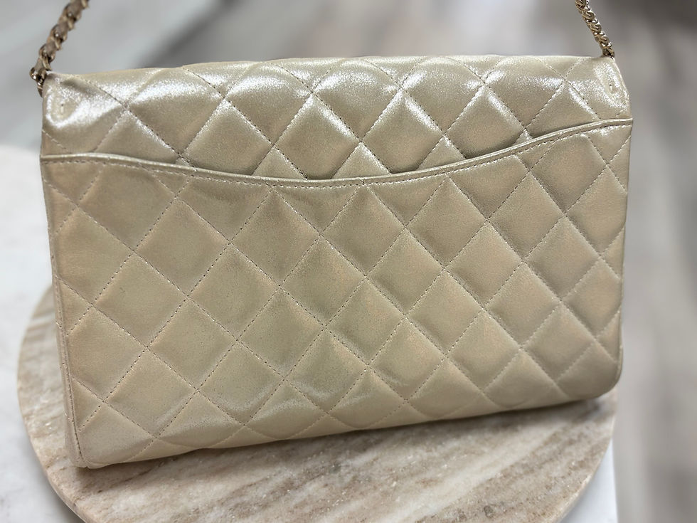 Thumbnail: Chanel Vintage Classic Single Flap Bag Silk Beige Satin Shoulder Bag
