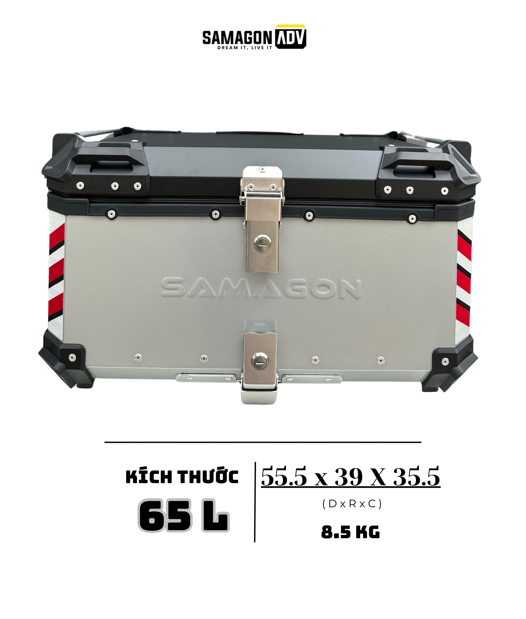 Thùng Nhôm 65L Bạc