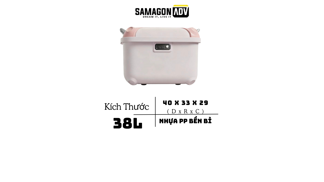 Thùng nhựa Cube 38L - Hồng