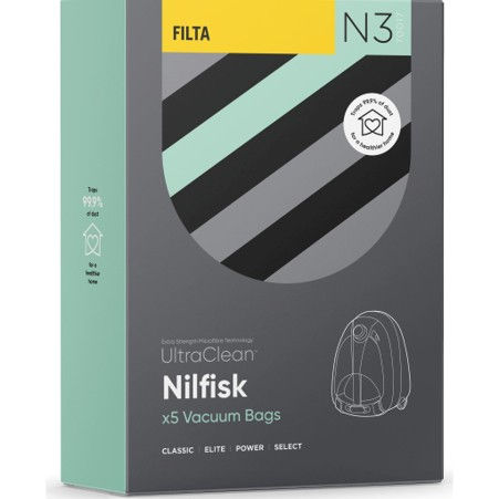 N3 – Ultraclean Nilfisk Power SMS Multi Layered Vacuum Bags 5 Pack
