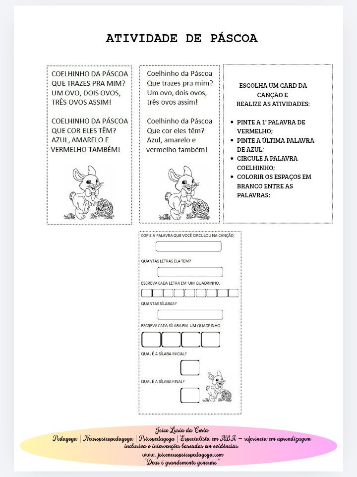 Miniatura: SEQUÊNCIA DIDÁTICA COELHINHO DA PÁSCOA