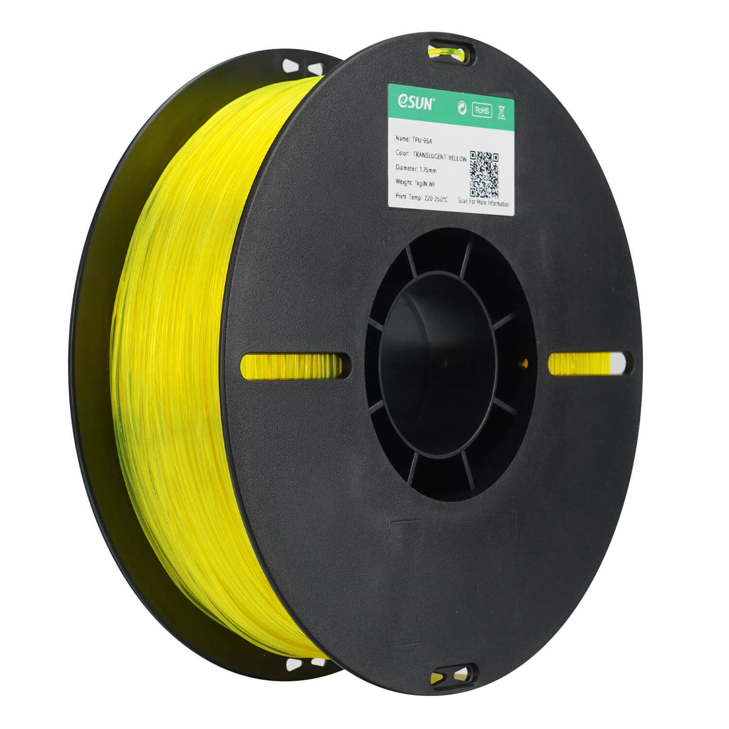 גליל פילמנט eSUN TPU-95A TRANSLUCENT YELLOW גמיש בצבע צהוב שקיף - יבואן רשמי