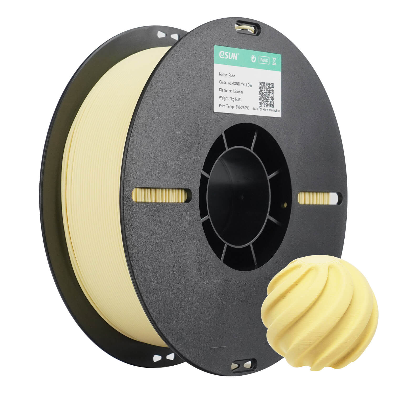 גליל פילמנט eSUN PLA+ ALMOND YELLOW בצבע צהוב שקד - יבואן רשמי