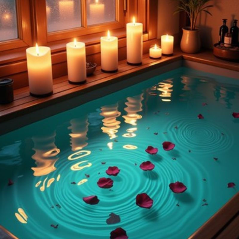 spiritual bath, candle lit bath, rose petals in bath