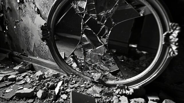 broken mirror, bad luck, superstition