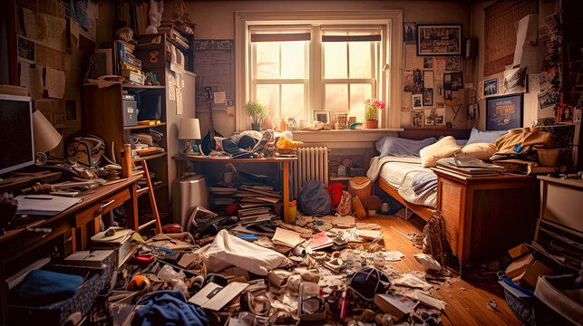 messy room, clutter, how clutter and disorganization affects our mental health, how cleaning and organising can improve your energy and health