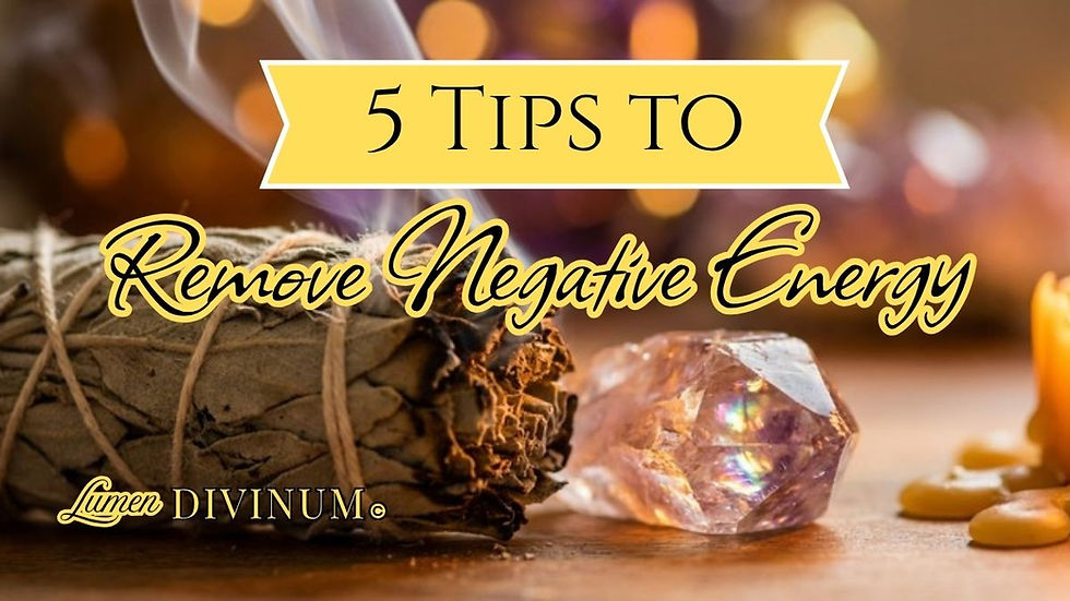 5 tips to remove negative energy, spiritual cleansing tips, sage, smudge bundle, crystals, how to remove negative energy, blog post